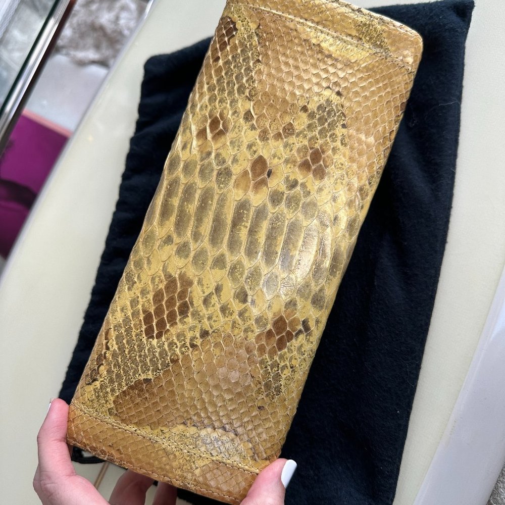 Nancy Gonzalez Gold Python Clutch - image 2